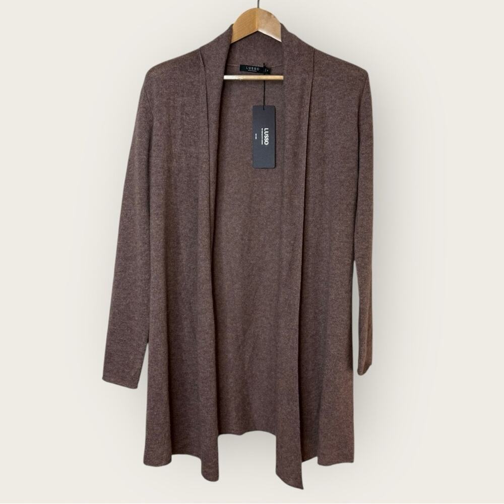 NWT | Lusso | 100% Cashmere Heather Open Front Cardigan | Caramel | Medium